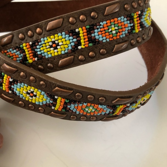 Boho Navaho Style Leather Belt - Picture 3 of 8